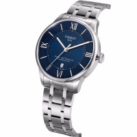 天梭(TISSOT)瑞士手表 杜鲁尔系列蓝盘钢带男士机械表T099.407.11.048.00
