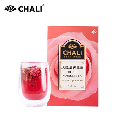 CHALI茶里 玫瑰洛神花茶40g盒装花草茶组合三角袋泡茶包4g*10包装玫瑰洛神花茶