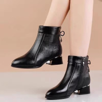 PLOVER真皮短靴女2023秋冬新款 黑色 单里(35-40码)