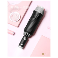 创意全自动三折反向雨伞反光条LED伞 10骨灯头手柄黑胶粉色