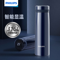 飞利浦(PHILIPS) 保温杯茶水分离智能温显杯316L不锈钢泡茶杯男女水杯办公水杯子 黑色316不锈钢