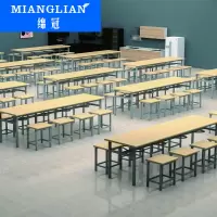 绵冠MIANGUAN餐桌学生食堂公司职员餐桌户外桌椅一体小吃店餐桌 防火板桌面1600*600 一桌6 椅