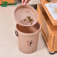过滤圆形茶渣桶 加厚塑料 排水桶客厅茶叶桶茶具垃圾桶(棕色小号8升)