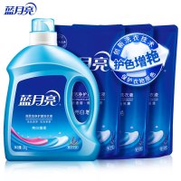 蓝月亮洗衣液12斤套装亮白增艳薰衣草3kg瓶+1kg袋*3