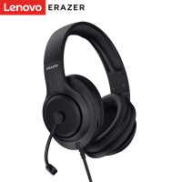 联想(Lenovo)双耳头戴式耳麦 有线学习耳机 电脑在线教育听力对话考研会议办公接线黑色