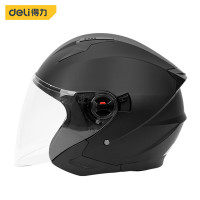 得力DL885025摩托车半盔头盔(黑)半盔均码(大小可调)