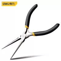 得力(deli)沾塑柄迷你针嘴钳高碳钢针型尖嘴钳长嘴钳电子钳6英寸 DL103006