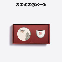 SHANG XIA上下茶歌 麒麟寿桃罗汉杯 带杯垫 寿桃杯*1+太湖石杯垫