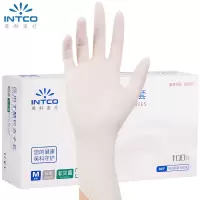 英科 一次性丁晴白色橡胶手套 M码 100只/盒 单位:盒