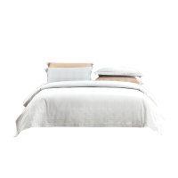 水星家纺(MERCURY)-A 水星家纺 素雅风尚全棉四件套 200cmx230cm 白色 适用1.5米床 透气抗菌