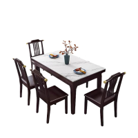 白寅 BY-YZSY-02 实木岩板餐桌 一桌四椅 紫檀色(单位:套)