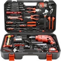 卡夫威尔 P14006A 128件套冲击钻 电钻工具箱 工具组套 大型工具套装 1套 单位:套