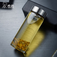 希诺玻璃杯单层加厚大容量家用办公泡茶杯子男车载水杯XN-6016L 400mL