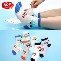 浪莎儿童袜子短筒男袜夏季款男童女童中大童薄夏季棉袜可爱青少年学生袜 小汽车 36-40码 脚长22-24cm 建议10岁
