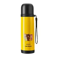 小窝厘 NONOO布朗熊带盖500ML大容量保温杯LNS500Z1 黄色