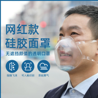 谋福 tj761透明口罩 防尘面罩餐饮防口沫飞溅硅胶口罩可视化微笑唇语口罩