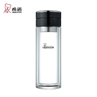 希诺(HEENOOR) 茶水分离玻璃杯双层防烫泡茶杯大容量男女士杯子高档懒人泡茶杯 270毫升黑色XN-7100