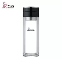 希诺(HEENOOR) 茶水分离玻璃杯双层防烫泡茶杯大容量男女士杯子高档懒人泡茶杯 270毫升黑色XN-7100
