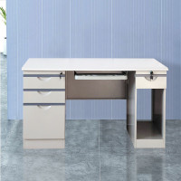 加厚钢制办公室电脑桌子 铁皮单人抽屉写字台医生财务不锈钢工作台 四斗一抽一主机柜 1400mm*700mm*750mm