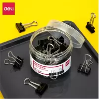 得力(deli)8565 19mm黑色长尾夹票夹 金属燕尾夹票据夹子 办公用品 40只/筒