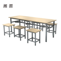 湘渭冷轧钢六人餐桌学生食堂公司职员户外桌椅组合1600*600*750