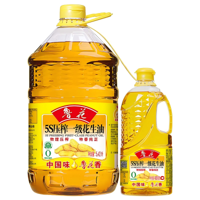 鲁花5S压榨一级花生油5.436L+900ML组合 家庭装食用油 健康好油 粮油