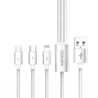 名创优品 MINISO一拖三数据线SO-SJL1129 银白色