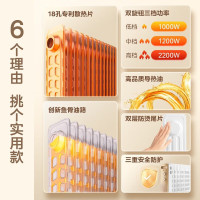 得力(deli) 取暖器 暖风机家用 电热油汀 电暖器 2200W功率电暖气片 旋钮调温13片散热片加湿烘衣暖脚烤火炉