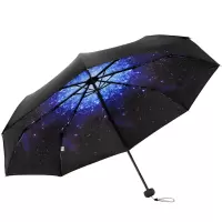 天堂伞 双层全遮光黑胶55cm*8骨三折太阳伞晴雨伞31820E紫兰色