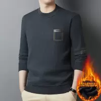 高品质男装冬季新款圆领毛衣男款加绒加厚保暖休闲含羊毛针织衫男