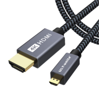 绿巨能Micro HDMI转HDMI转接线2.0版4K60Hz高清视频双向转换器相机平板笔记本电脑电视显示器连接线2米