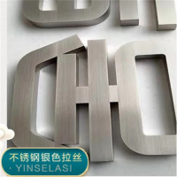 大门企业名称 定制精品 拉丝 不锈钢字 电镀钛金玫瑰金仿古铜烤漆字背景墙门头招牌 不锈钢银色拉丝