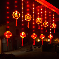LED红灯笼春节装饰挂件 福字灯笼串
