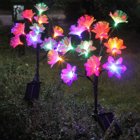 LED太阳能山茶花花园灯户外防水地插灯 12头山茶花2只装-彩光(8功能)
