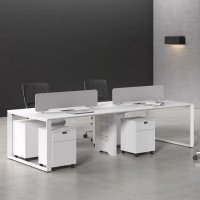 方解实(FANGJIESHI)办公桌椅职员桌定制四人位含活动柜 2.4米*1.2米