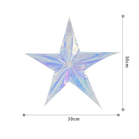SUNNOVELTY五角星拉花镭射装饰幼儿园教室布置生日派对用品元旦圣诞商场挂件进口膜五角星30cm(BY)/个