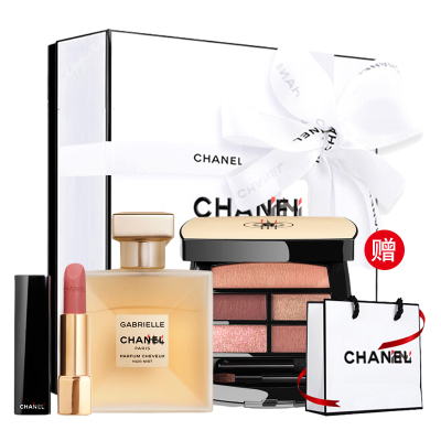 香奈儿(CHANEL)彩妆三件套礼盒 嘉柏丽尔发香喷雾40ml+米色时尚眼影TENDER+炫亮魅力口红63#蜜桃玫瑰