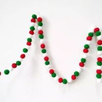 莎芮圣诞毛球串装饰布置红绿白毛绒球手工diy圣诞节礼物创意拍摄道具3cm(BY)/份