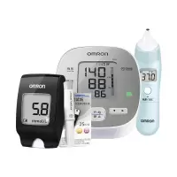 [健康检查套餐]上臂式电子血压计 U32K+红外线耳式体温计TH839S+欧姆龙血糖仪HGM-114(含25套试纸)