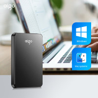 爱国者 (aigo) 移动硬盘 500GB USB3.0 2.5英寸机械硬盘兼容Mac HD809黑色 读速120MB