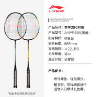 李宁 羽毛球拍2支中杆碳素280碳复合对拍AYPP396