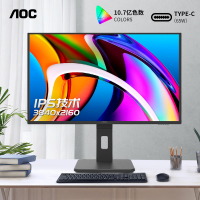 AOC27英寸4K高清IPS屏幕HDR400台式U27N10R电脑显示器TypeC外接2K[U27N10R]