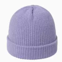 TP6387 情侣针织毛线帽子女秋冬季纯色光板保暖套头冷帽男护耳帽保暖帽 紫色