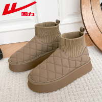 回力女鞋雪地靴女冬季加绒2023新款围脖雪地靴厚底显高显瘦