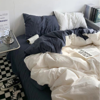 九洲鹿磨毛三件套 水洗棉简约裸睡单人学生宿舍床上用品被套床单枕套