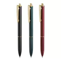 齐心 X5 金属按动中性笔 子弹头 0.5mm 绿色笔杆 黑