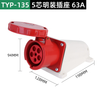 台邦 工业防水插座 TYP-135 五芯明装插座63A 单位:个