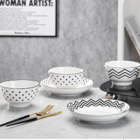 企业定制 皖美之雅家用陶瓷碗套装赫本风陶瓷碗筷十件套