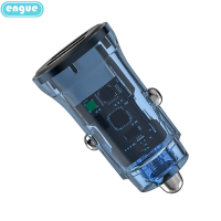 engue恩谷 旅行用品 车载充电器 透明外壳15W +2USB输出 EG-CM06蓝色