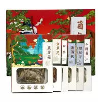 菌子礼盒一鹿茸菇60g+虫草花150g+白参100g+菌汤包110g+姬松茸100g+牛肝菌100g/菌子礼盒